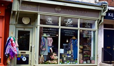 The window display of Becalmed, a gift shop in Leek, Staffordshire