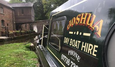 Joshua Day Hire narrow boat moored Froghall Wharf on the Caldon canal, Staffordshire