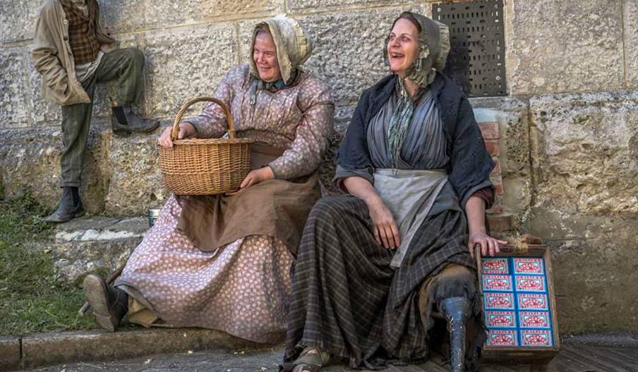 An image of the Victorian characters portrayed in the Ragged Victorians event at Gladstone Pottery Museum, Staffordshire