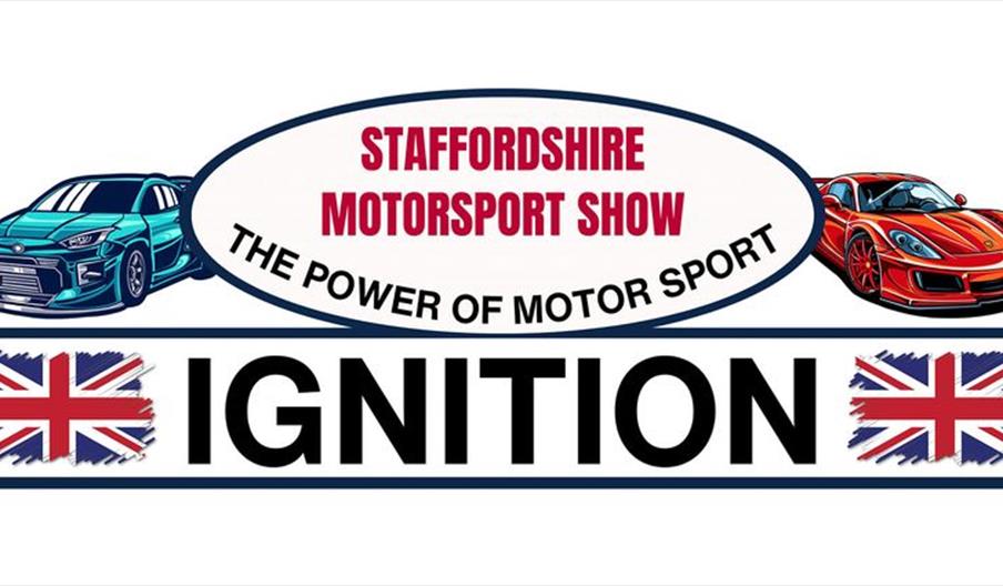 A logo for the event with cartoon images of sports cars, Union Flags, and the name of the event