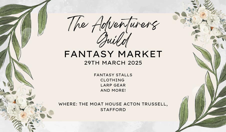 A graphic promoting the market, with details of the stalls and date, venue etc