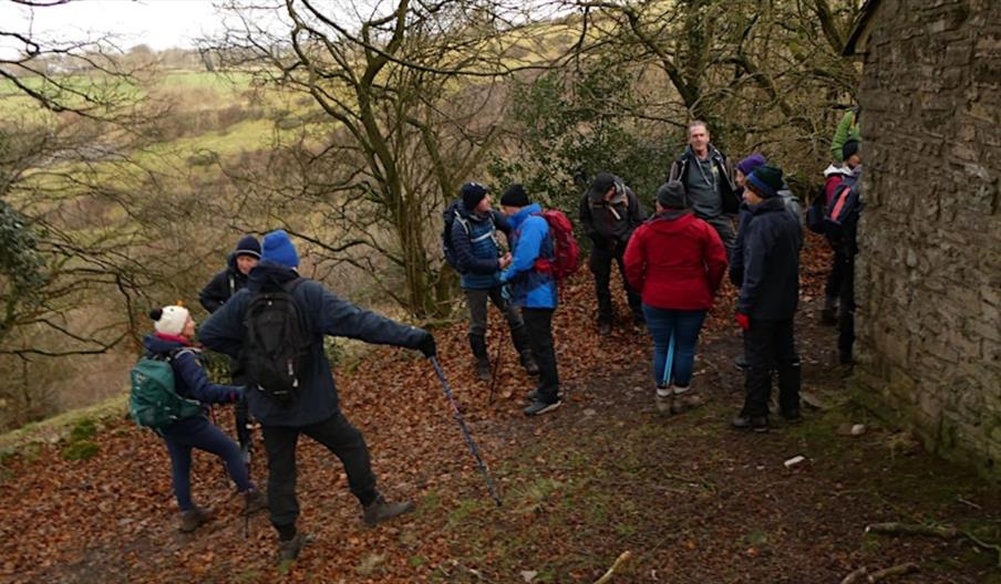 image shows a group of walkers in wintertime