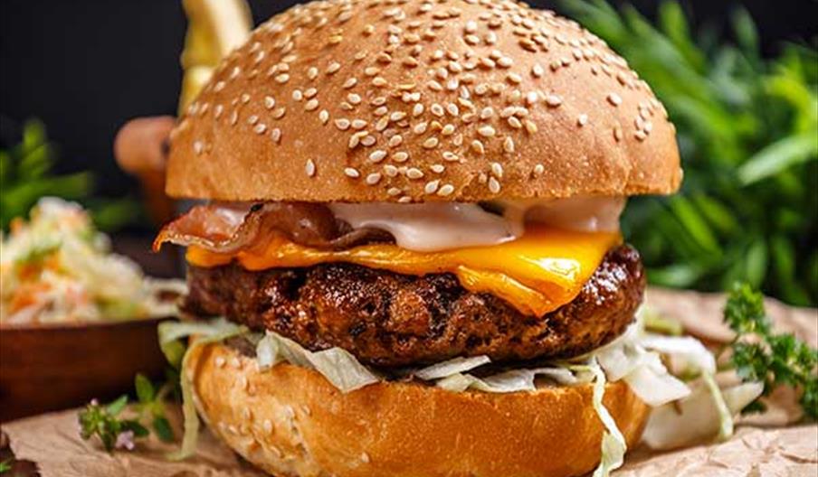 photo shows a burger