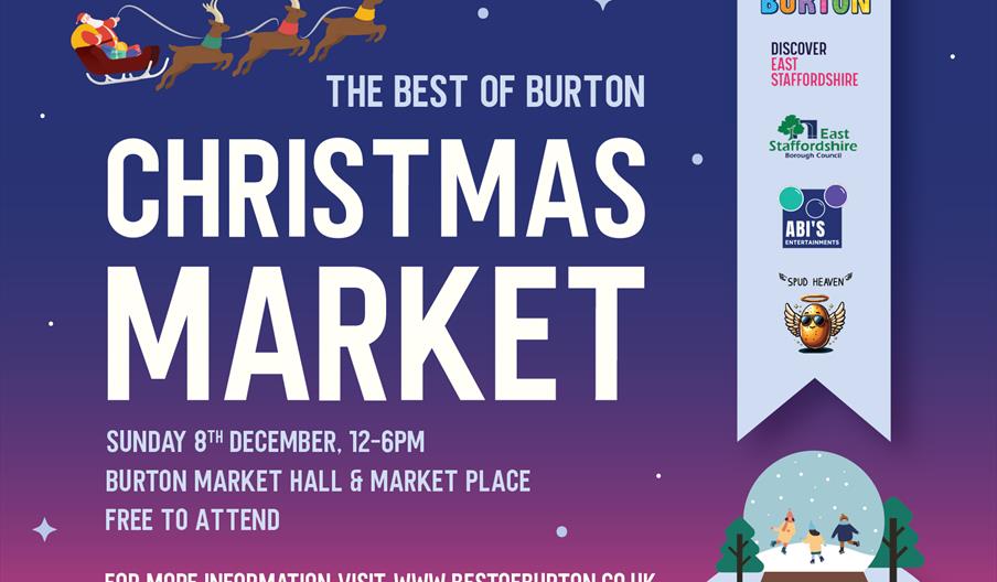 A graphic with the details of The Best of Burton Christmas Market, Staffordshire