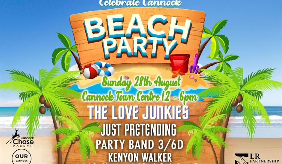 A poster for the Cannock Beach Party