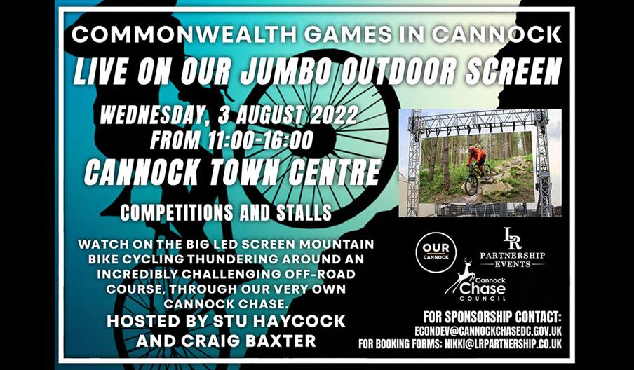 Commonwealth Games Mountain Bike competition screened in Cannock Town centre on 3rd August 2022
