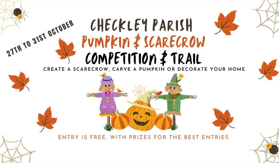 image of scarecrows and pumpkins