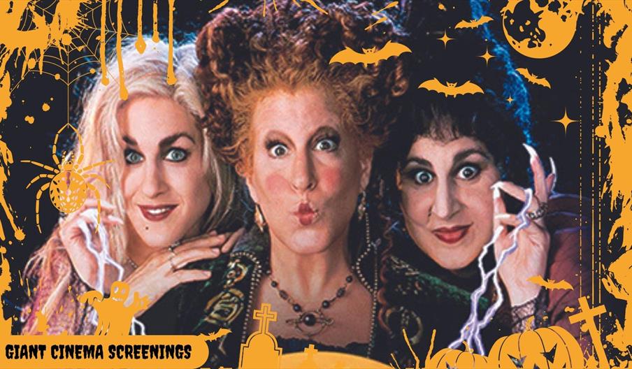 A poster for Hocus Pocus, one of the films at the Halloween Giant Cinema Screenings, Brewhouse Arts Centre, Staffordshire