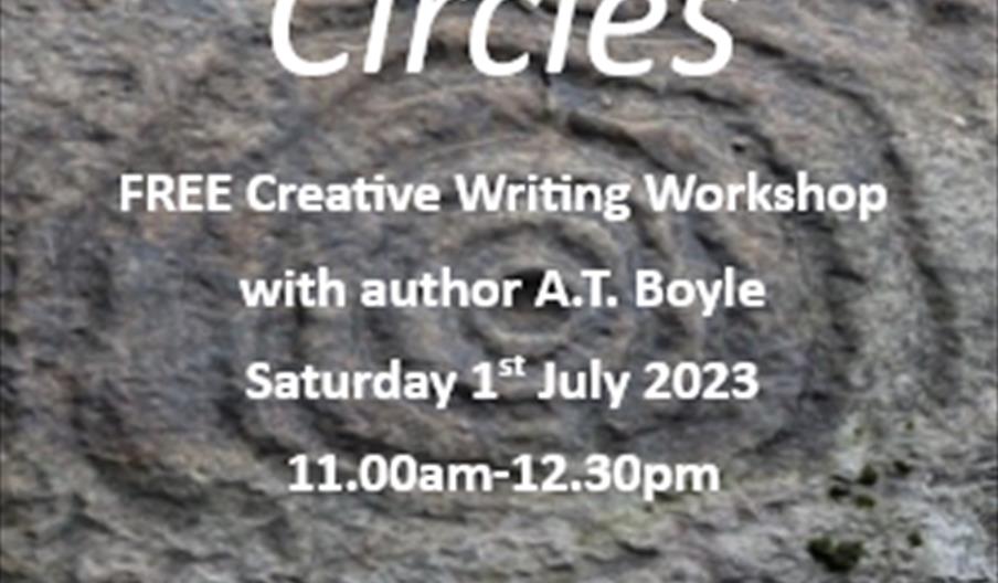Image shows details of the creative writing workshop, including date and time