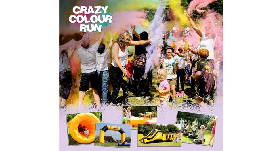 multiple images of people throwing powder paint