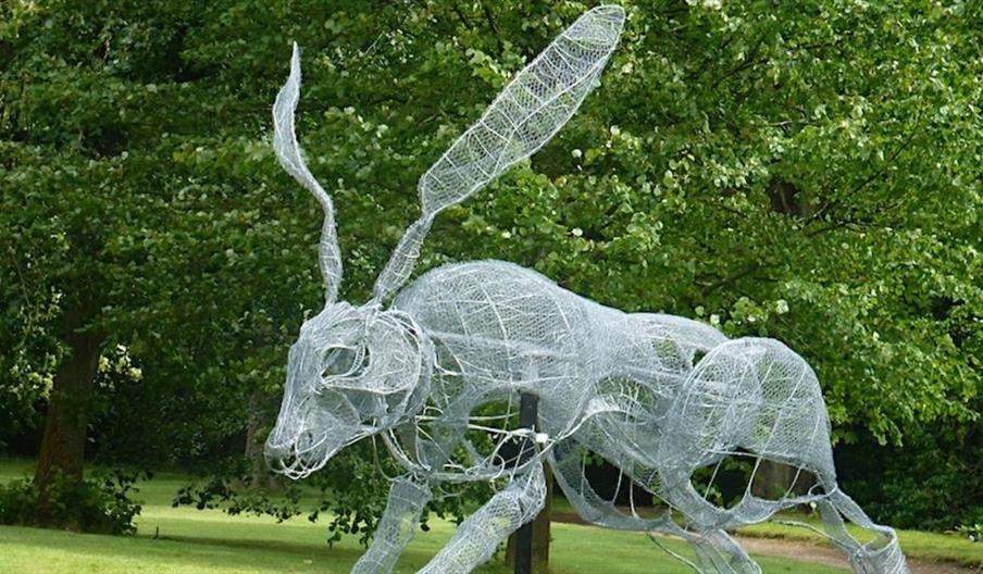 wire sculpture of hare