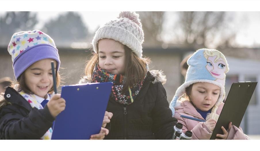image of children on a trail hunt