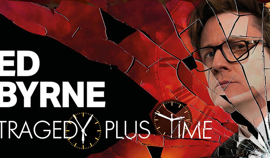 Poster with Ed Byrne's face in the shards of a broken mirror