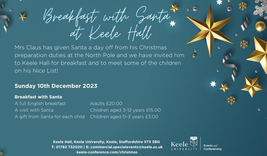 Image shows the details of the Breakfast with Santa event, including the date and prices