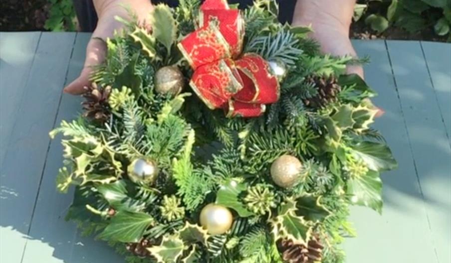 An example of the type of festive decoration you could make at the Wreath-Making Workshop at Gladstone Pottery Museum, Staffordshire