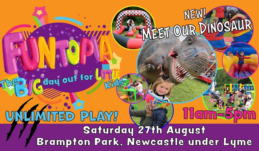 A graphic for Funtopia, which is at Brampton Park, Newcastle-under-Lyme on 27th August