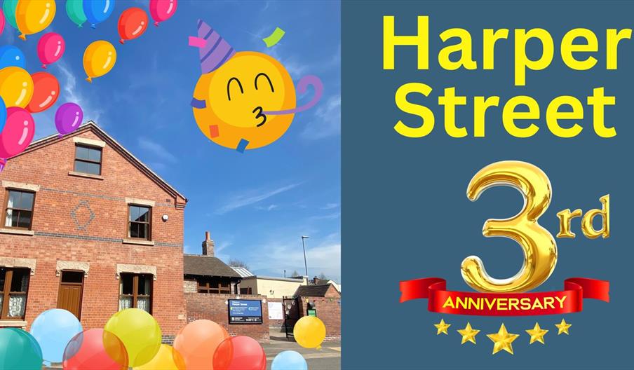 graphic of Harper S3rd anniversary at Middleport Pottery, Stoke-on-Trent