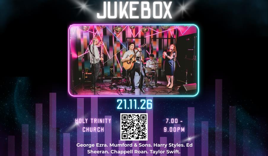 Live music fundraising event at Holy Trinity Church, Eccleshall, featuring popular chart hits and bar facilities.