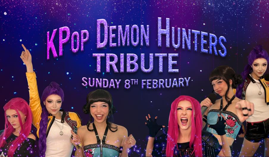 The K-Pop Demon Hunters tribute performers pose for the camera