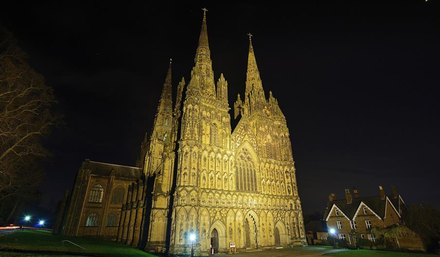Lichfield Cathedral at night