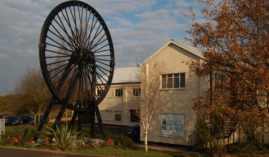 The pit wheel and entrance of the Museum of Cannock Chase, Staffordshire