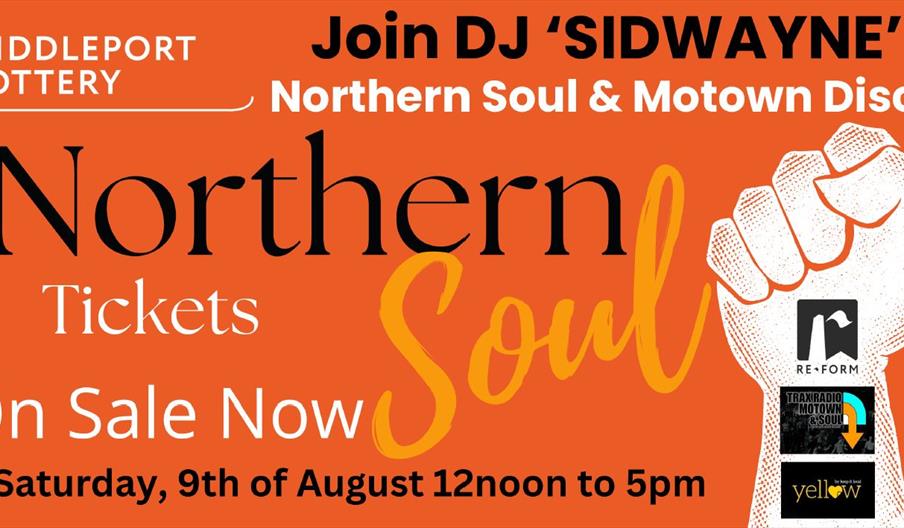 Infographic promoting Northern Soul event at Middleport Pottery