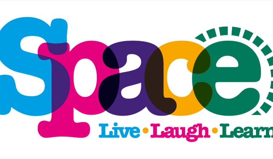 SPACE logo with the tagline "Live. Laugh. Learn." in colourful text.