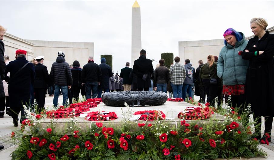 visitors to a place of remembrance