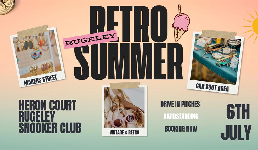 A graphic for the event with images of the products available from the stalls, and the date and address of the event