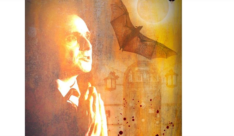sepia image of Sherlock Holmes and a bat