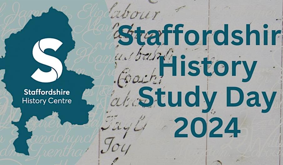 A graphic which says Staffordshire History Study Day 2024, alongside an outline of Staffordshire