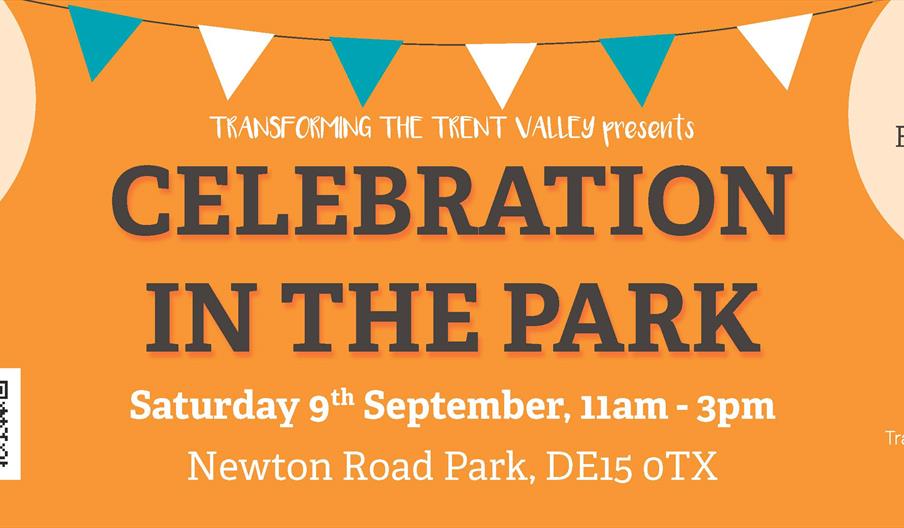Image is a graphic which shows some of the activities at the Celebration in the Park, plus the date and time of the event