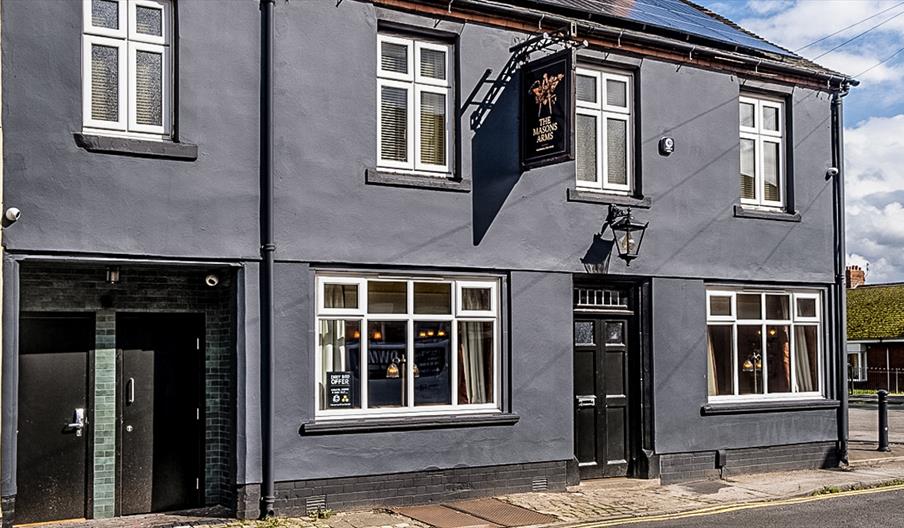 A sunny day outside The Mason's Arms, Newcastle-under-Lyme, Staffordshire