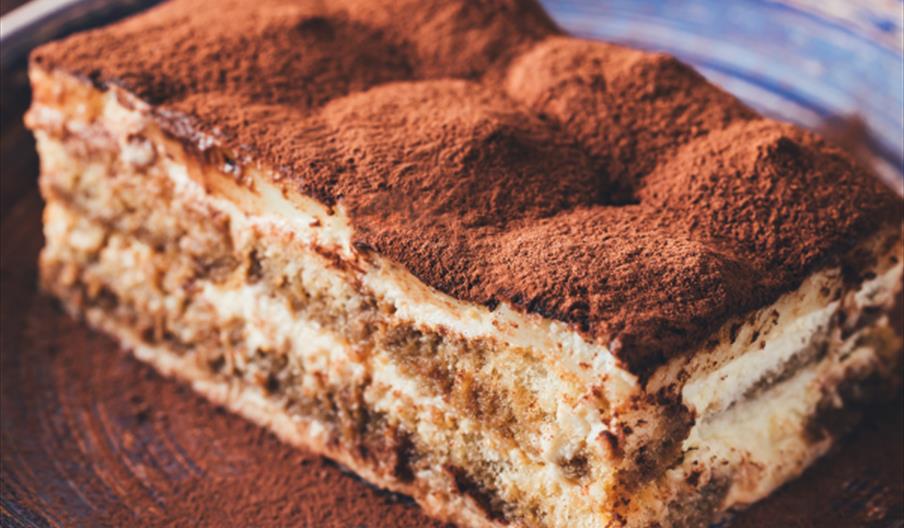Image shows a tiramisu, like the ones you'll be able to make after the Autumn Flavours of Italy cookery school