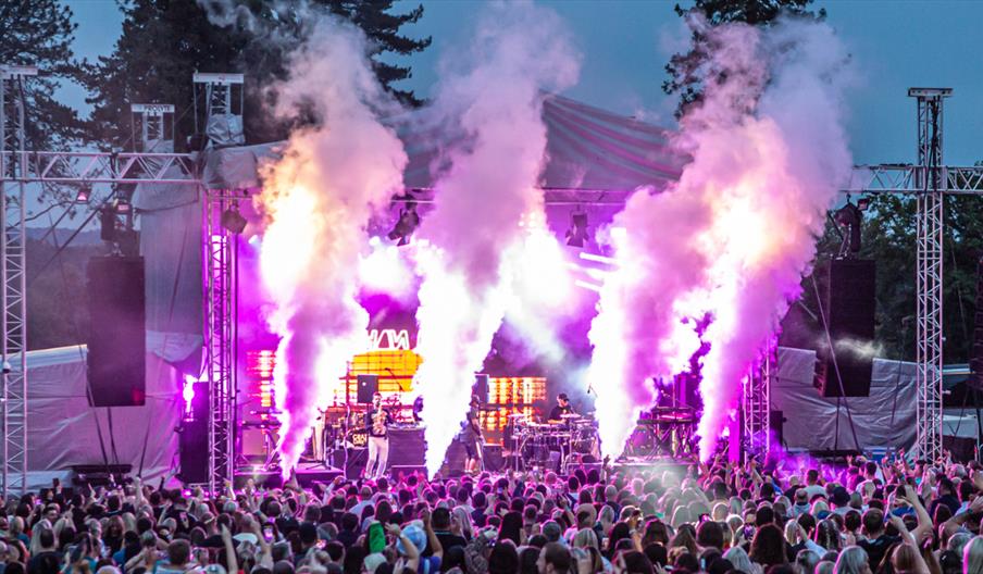 Crowd of people in front of the Trentham Live stage at Trentham Estate, Staffordshire