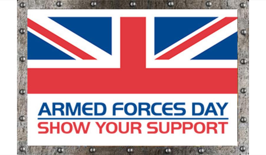 Armed Forces Day graphic featuring the Union Jack and text reading ‘Armed Forces Day – Show Your Support’.