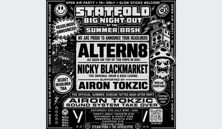 Experience Statfold’s BIG Night Out – the official after party of the Summer Scream Tattoo Bash, featuring iconic DJs, live music, and an electric dan