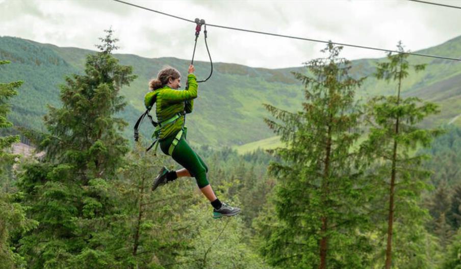 Tourist on the zipline