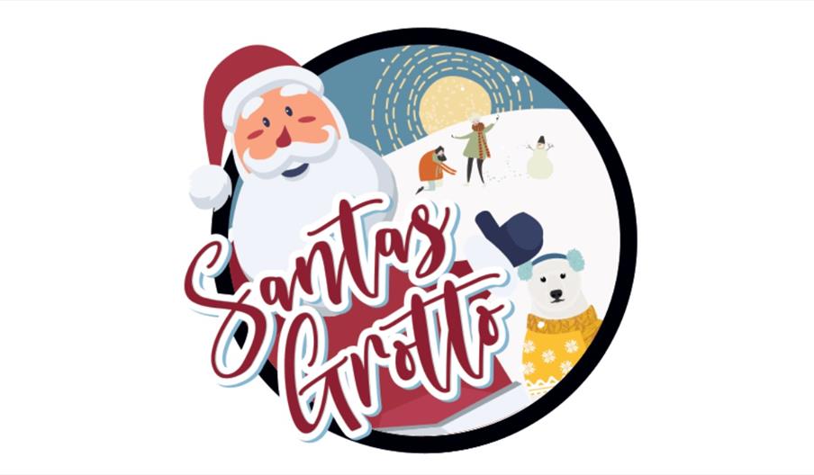 Santa and polar bear graphic logo for Santa's Grotto