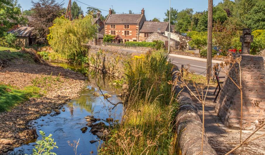 River Hamps and Bridge in the village of Waterhouses