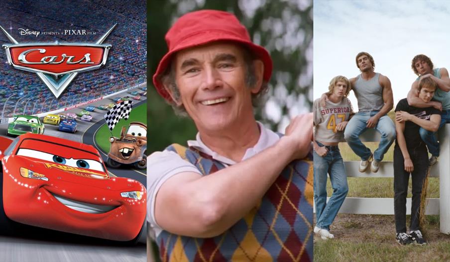 multi images of the films: Cars, The Phantom of the Open and The Iron Claw