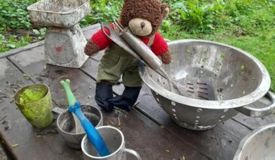 image of a children's mud kitchen
