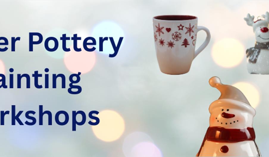 A graphic for the event with various Christmas-themed ceramic figures