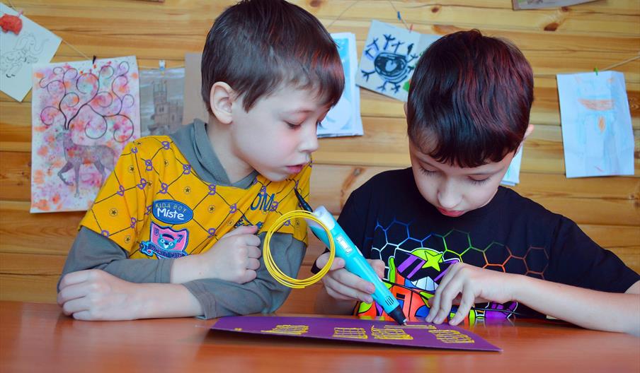 Boys find their creative side at the Brampton Museum, Staffordshire