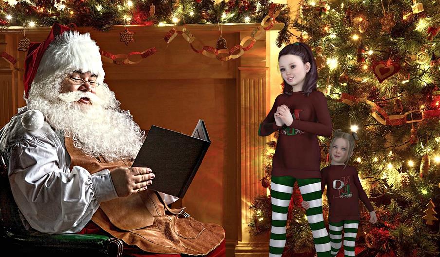 Children listen to a festive story, read by Santa