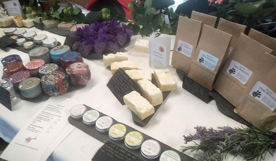Image shows a selection of the products available at the Made in Mayfield Craft Fair