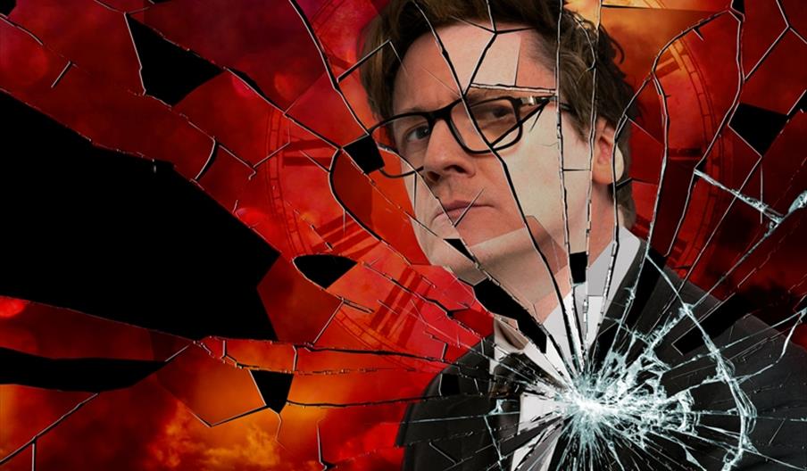 An image of Ed Byrne, with a broken mirror effect added
