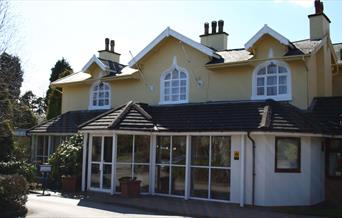 Front entrance to the Stone House Hotel