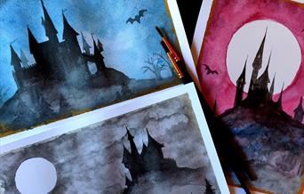 A selection of Halloween watercolour paintings