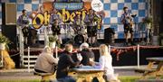An oompah band entertains the crowd at Alton Towers